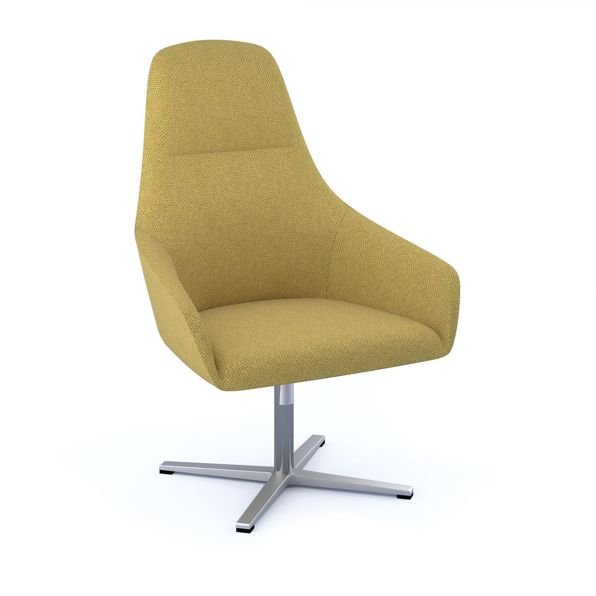 Juna fully upholstered high back lounge chair with 4 star aluminium swivel base with auto return - made to order - view 1