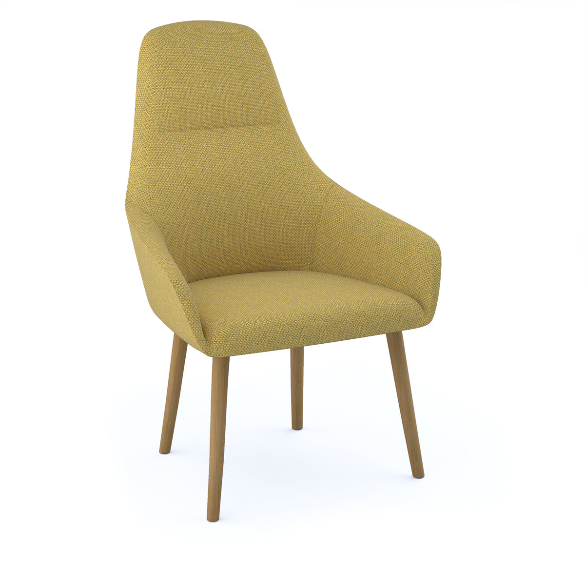 Juna fully upholstered high back lounge chair with 4 oak wooden legs - made to order - view 1