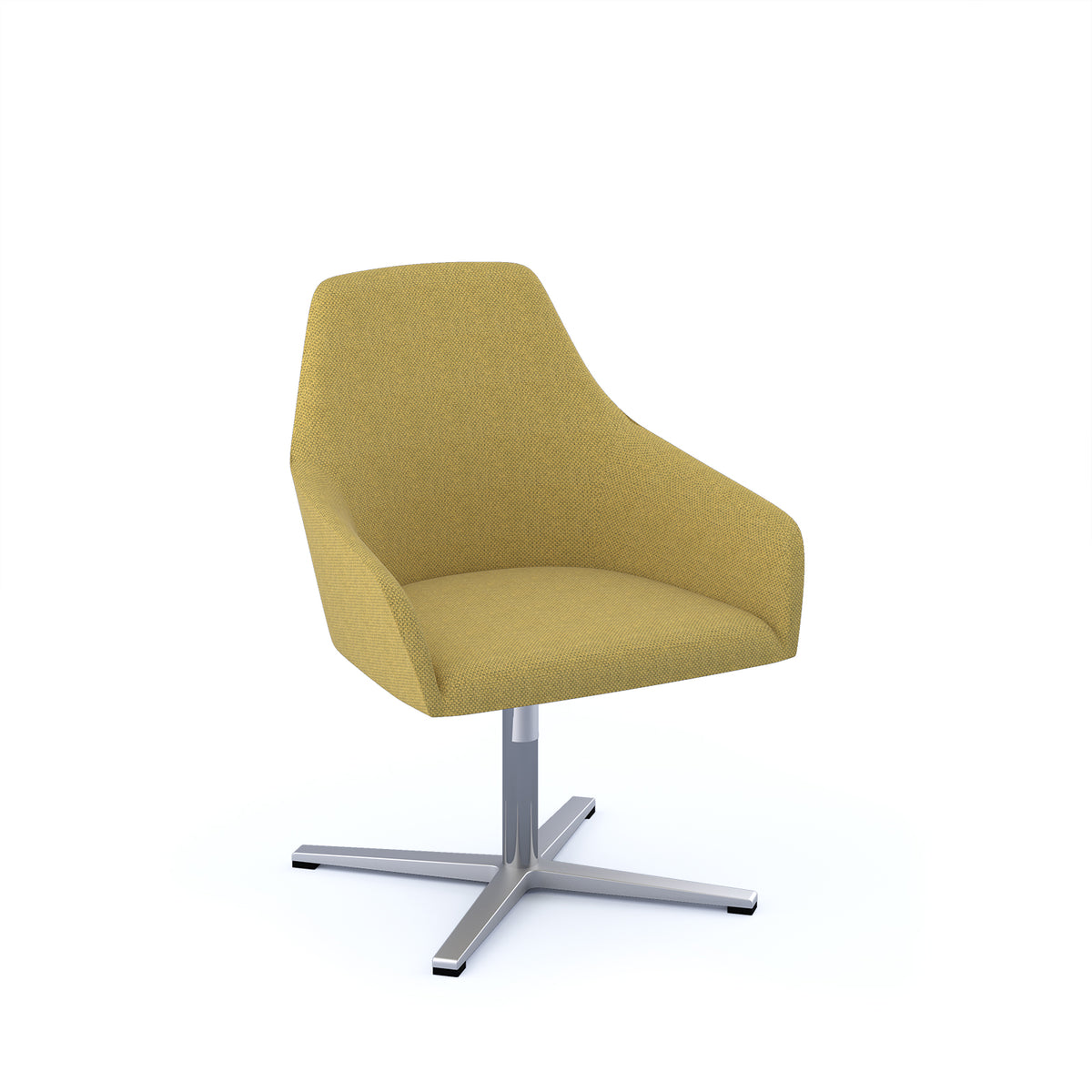 Juna fully upholstered medium back lounge chair with 4 star aluminium swivel base with auto return - made to order - view 1