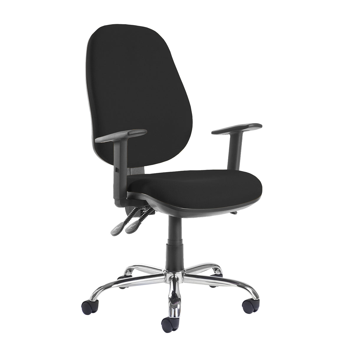 Jota XXL fabric back operator chair with adjustable arms and chrome base - made to order - view 1