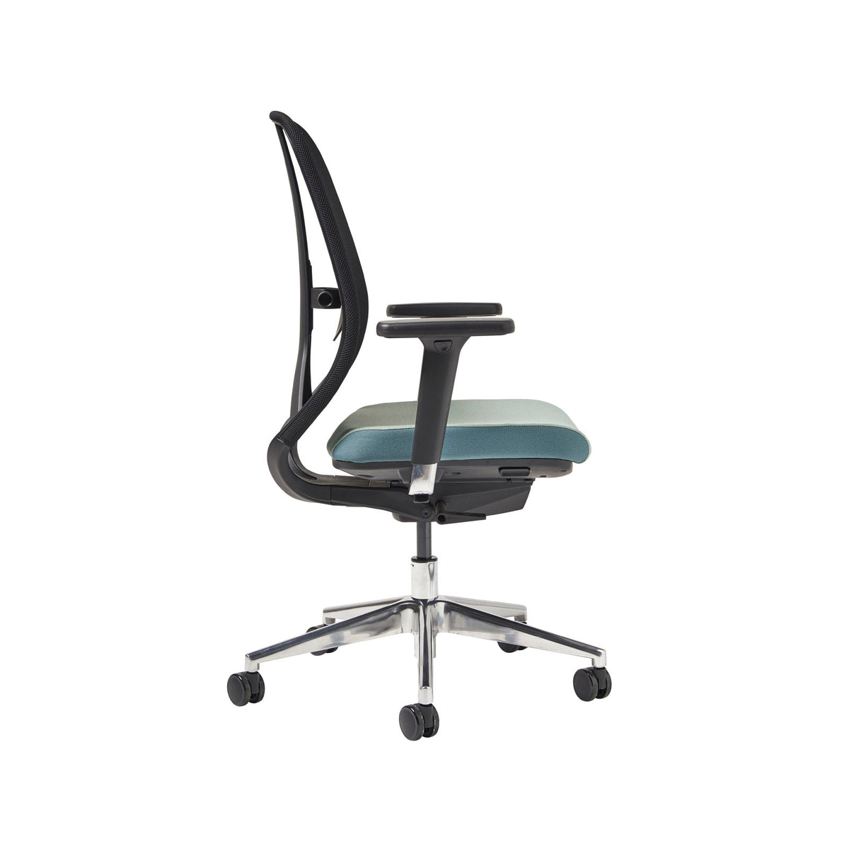 Kura mesh task chair with integrated seat adjustment, lumbar height and depth adjustment, synchronised mechanism with adjustable head rest on a polished aluminium base- made to order - view 4