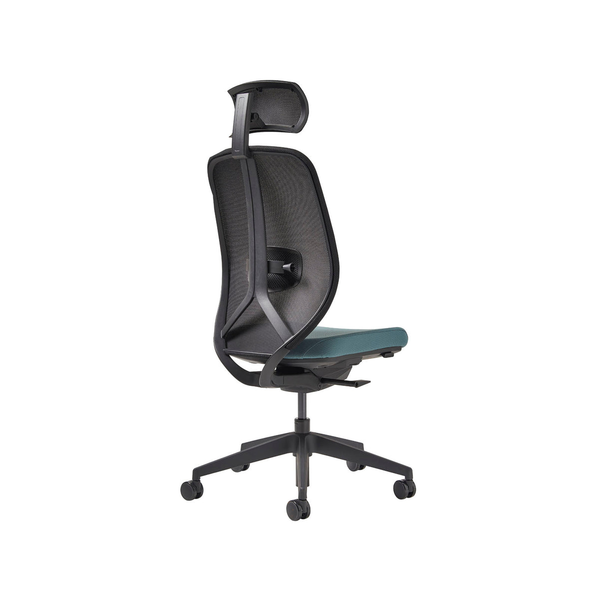 Kura mesh task chair with integrated seat adjustment, lumbar height and depth adjustment and synchronised mechanism with adjustable head rest - made to order - view 2