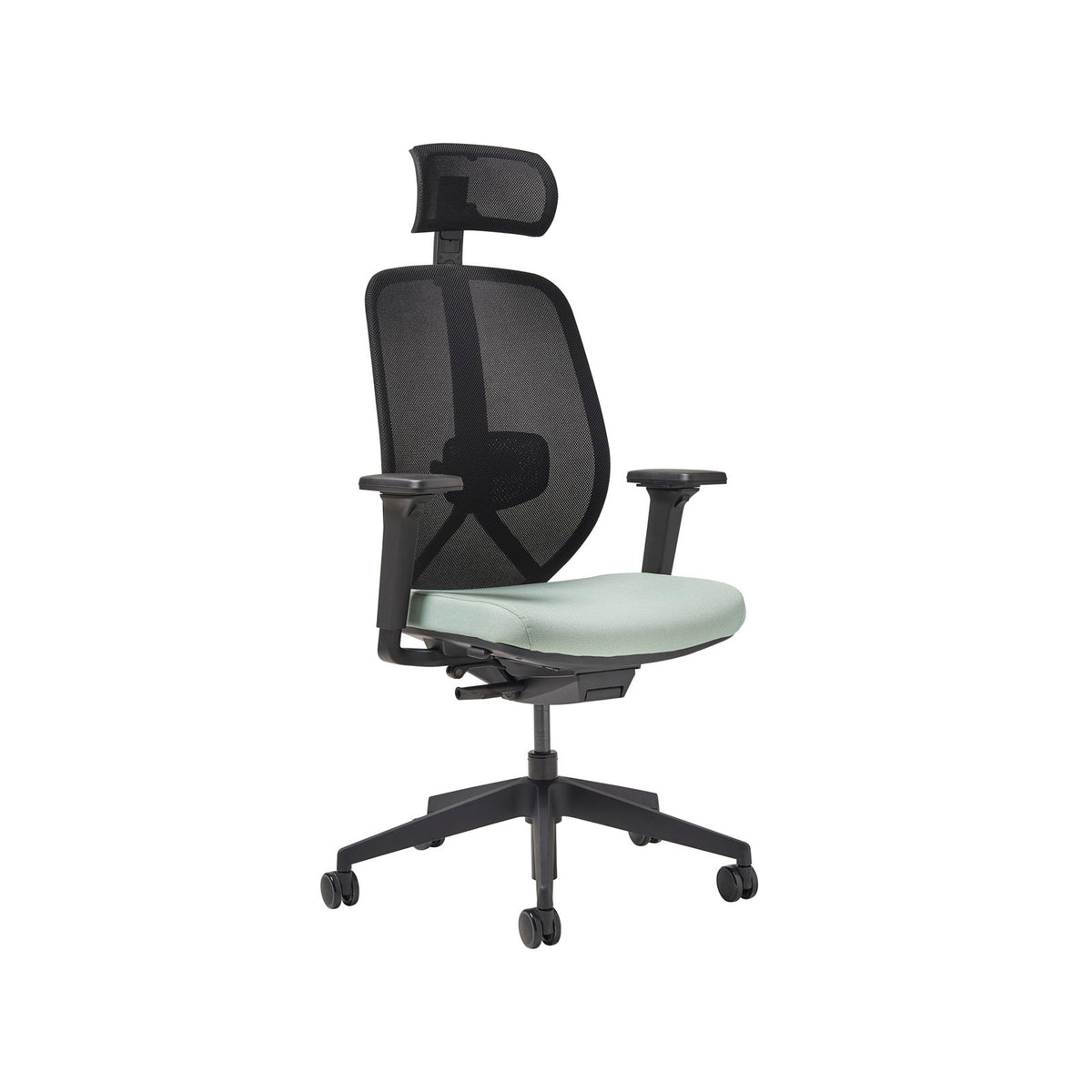 Kura mesh task chair with integrated seat adjustment, lumbar height and depth adjustment, synchronised mechanism and 3D adjustable arms with adjustable head rest - made to order - view 1