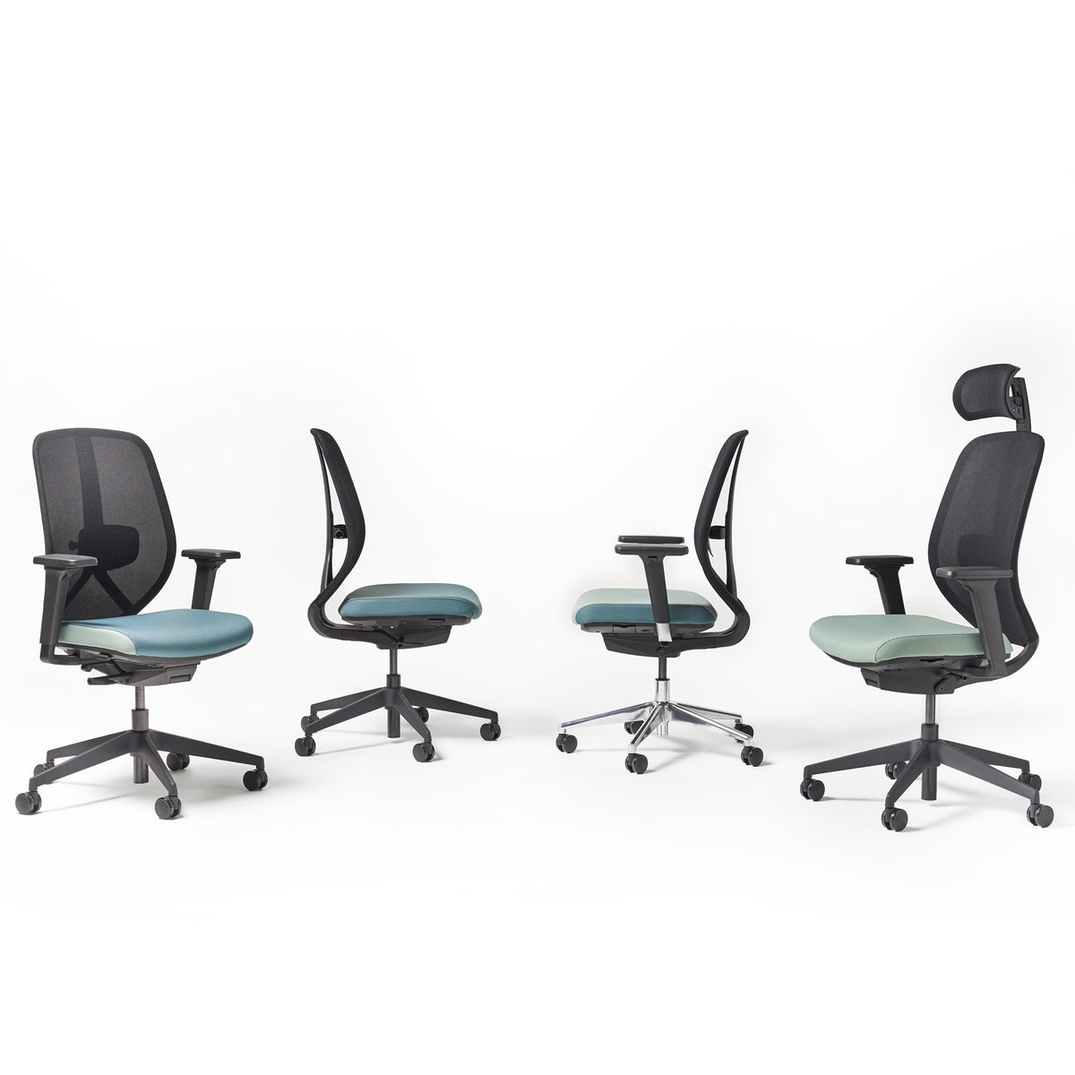Kura mesh task chair with integrated seat adjustment, lumbar height and depth adjustment and synchronised mechanism with adjustable head rest - made to order - view 5