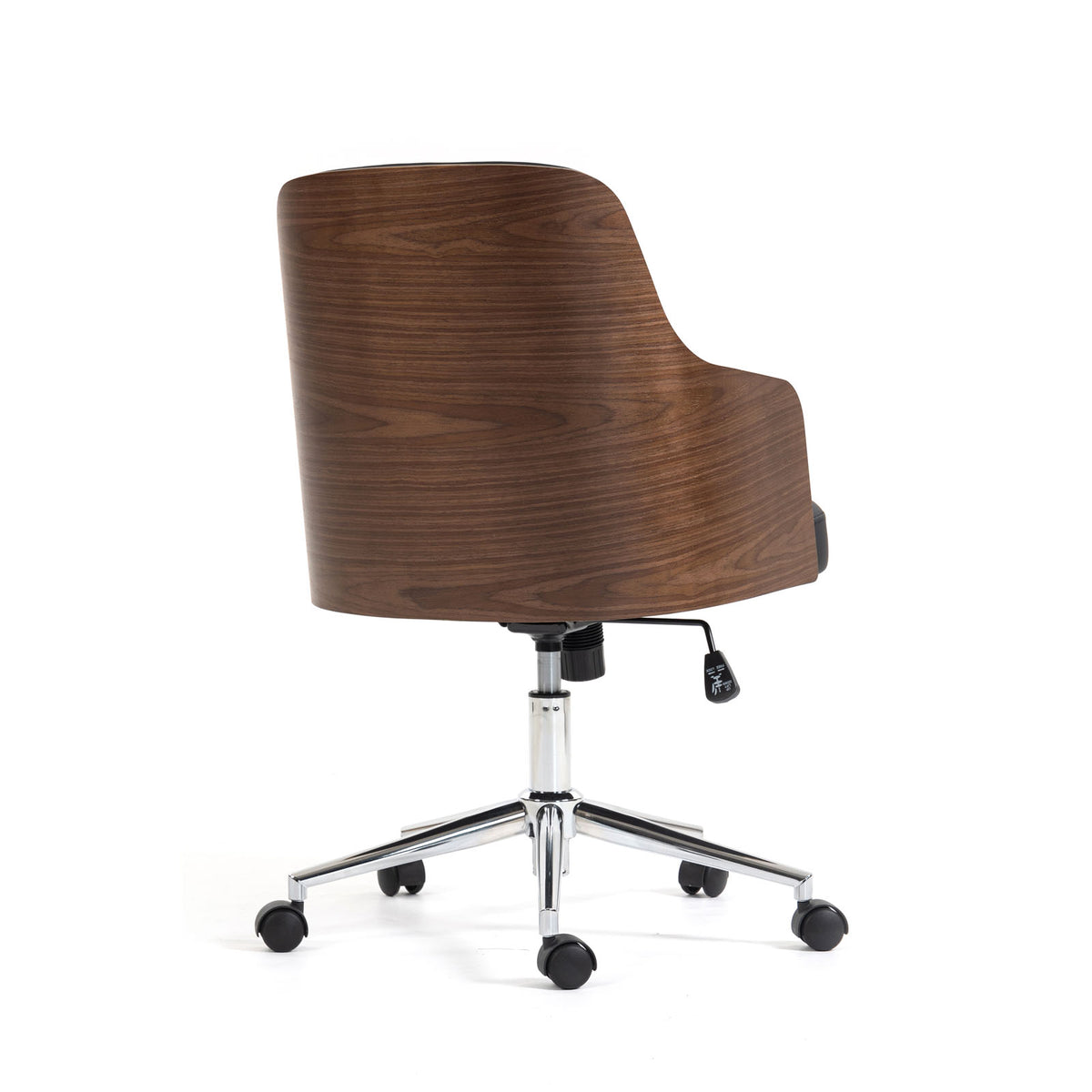 Kyoto oak veneer shell with black PU seat, chrome base and castors - view 4