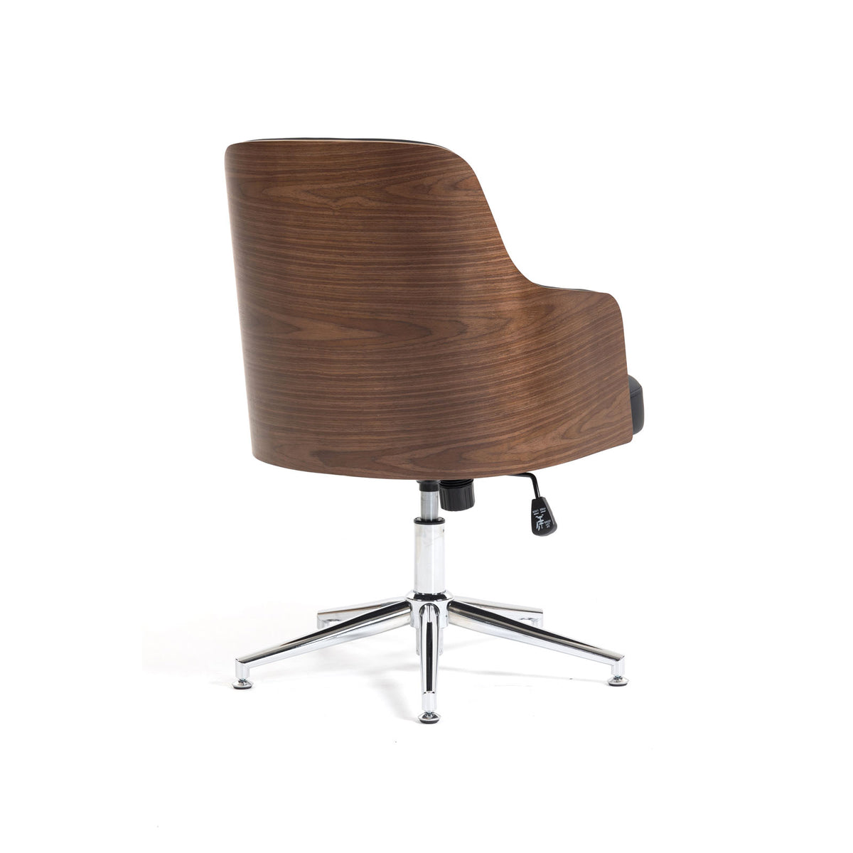 Kyoto oak veneer shell with black PU seat, chrome base and castors - view 2