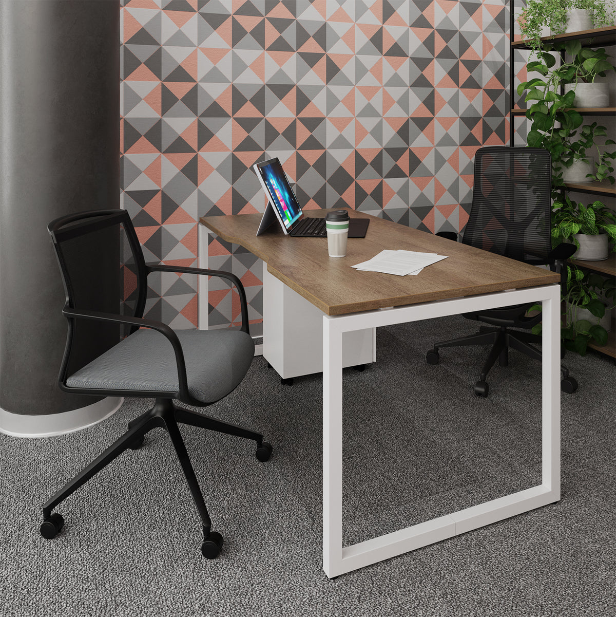 Connex Plus O Frame 1200 x 1600 x 725mm Back to Back Add On Bay - Black Frame / Beech Top - view 3