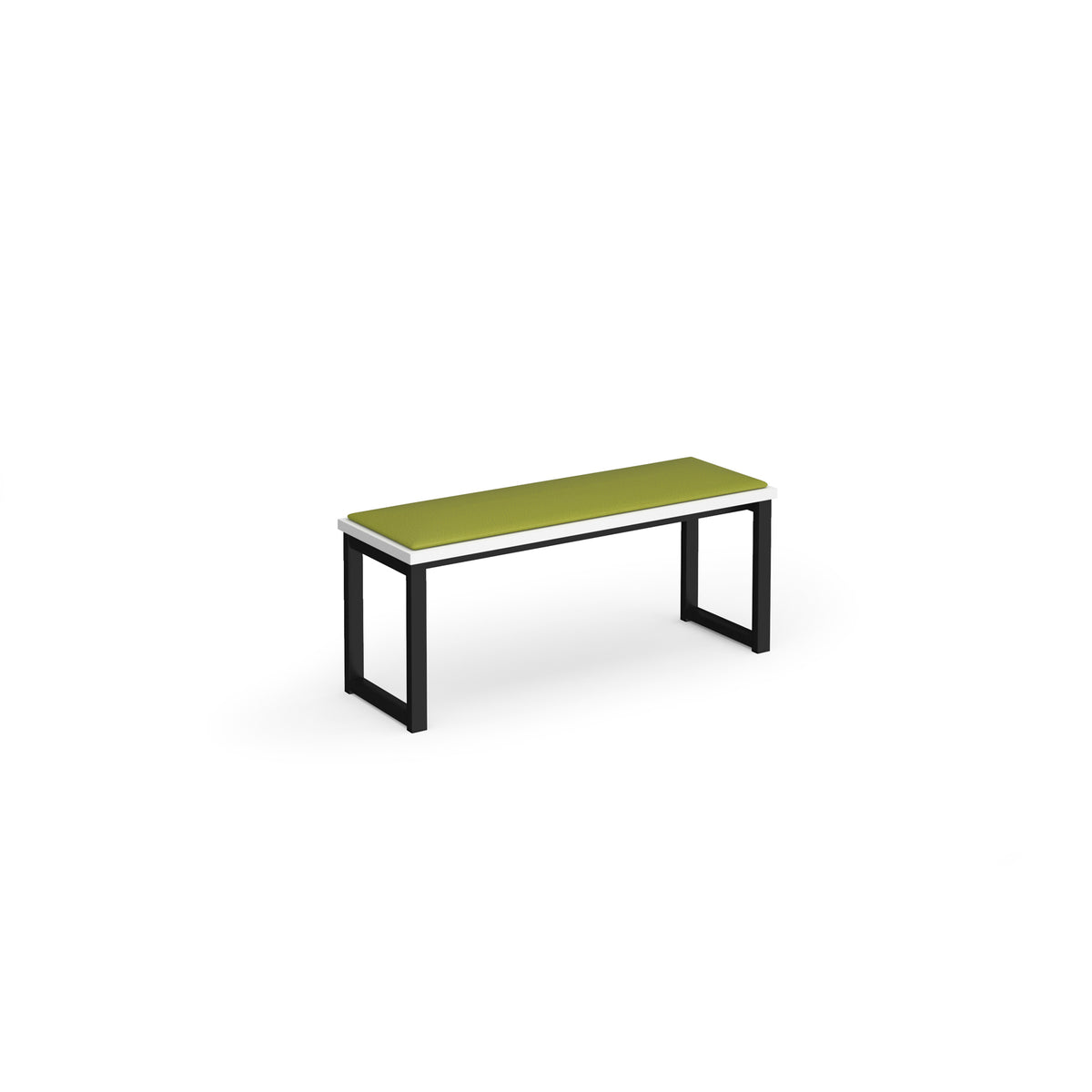 Otto benching solution low bench 1050mm wide with made to order upholstered seat pad - black frame, White Top - view 1