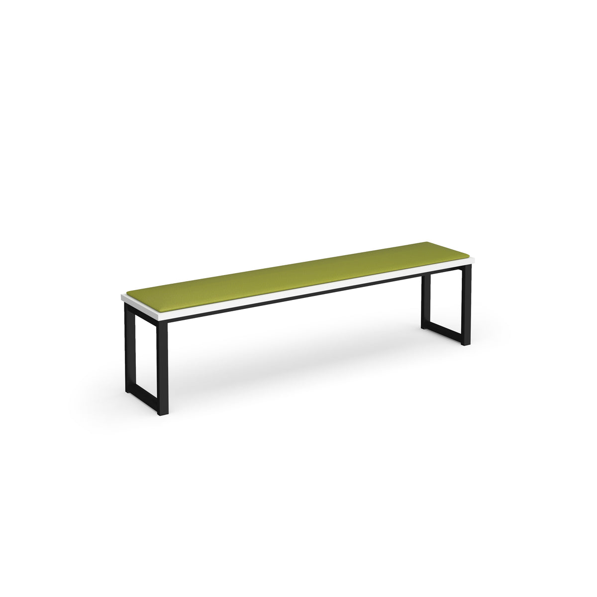 Otto benching solution low bench 1650mm wide with made to order upholstered seat pad - black frame, White Top - view 1
