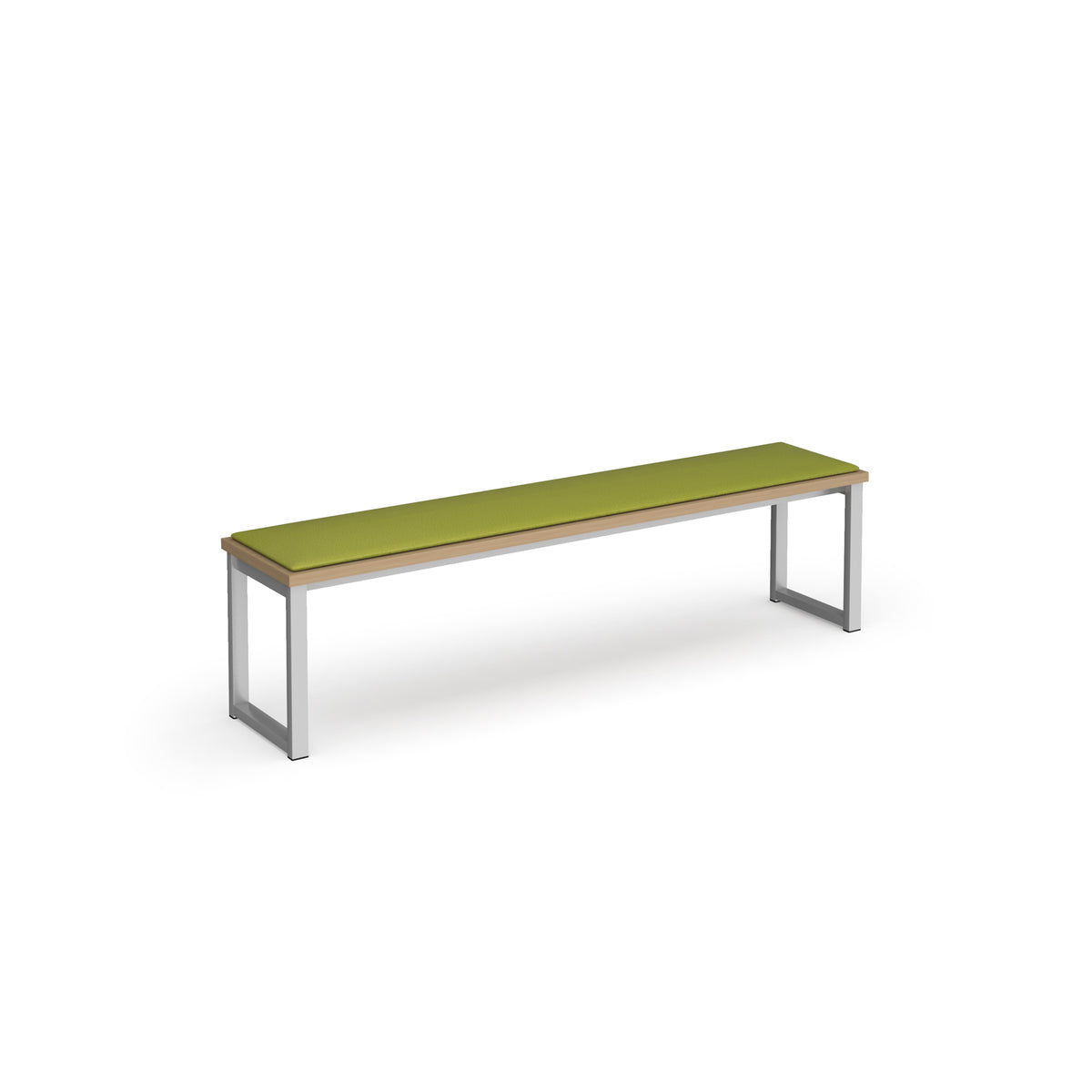 Otto benching solution low bench 1650mm wide with made to order upholstered seat pad - silver frame, Kendal Oak Top - view 1