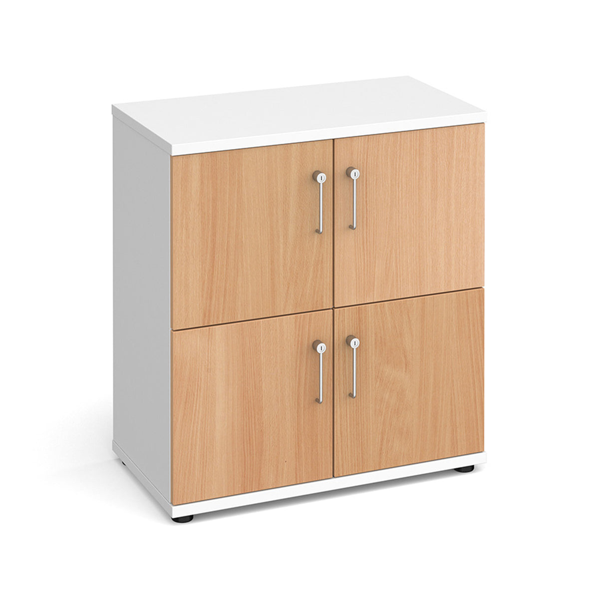 Wooden storage lockers 4 door - white with Beech doors - view 1