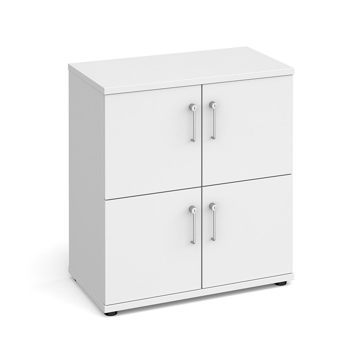 Wooden storage lockers 4 door - white with white doors - view 1