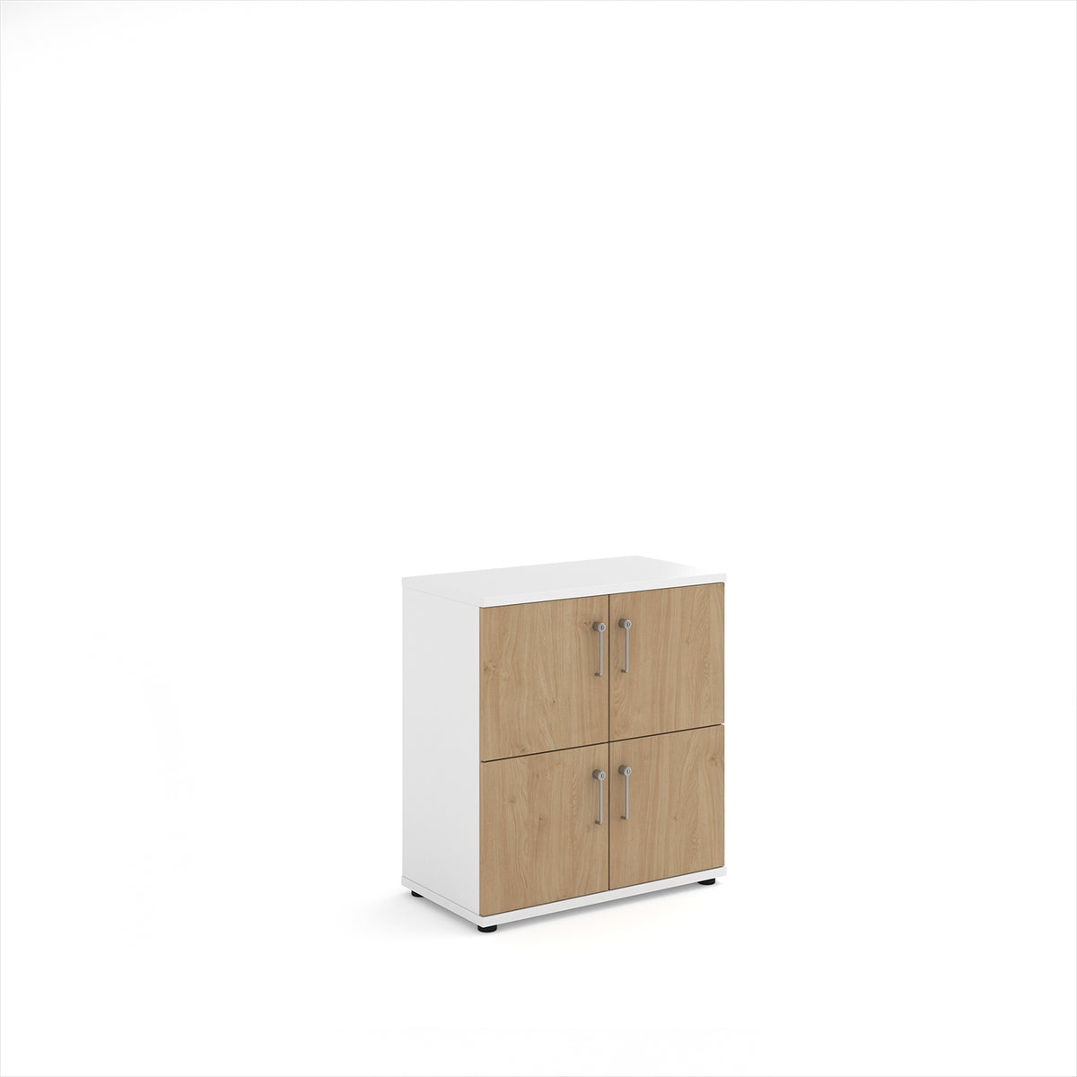 Wooden storage lockers 4 door - white with Kendal oak doors - view 1