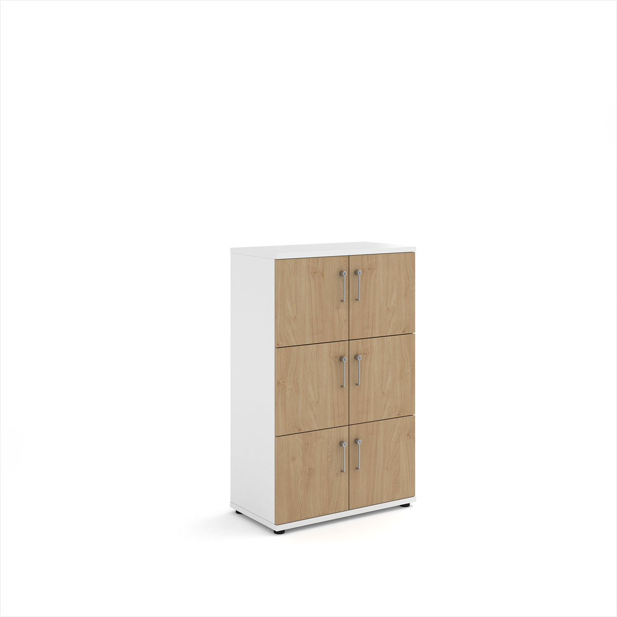 Wooden storage lockers 6 door - white with Kendal oak doors - view 1