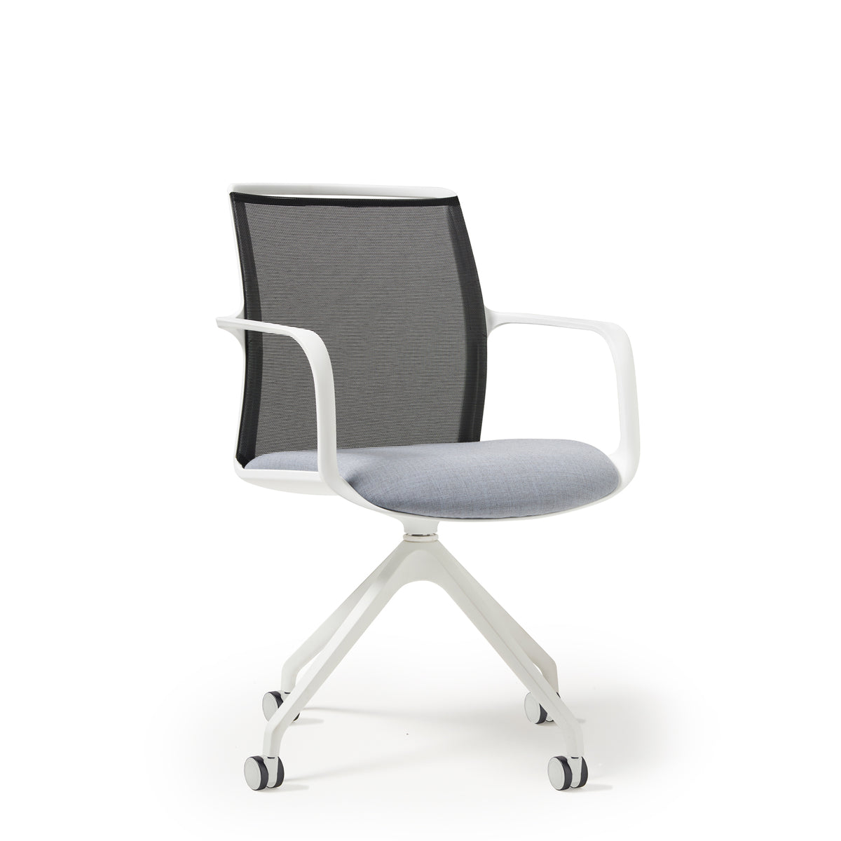 Lacey Meeting Chair - Pyramidal Mobile Base - White - view 1