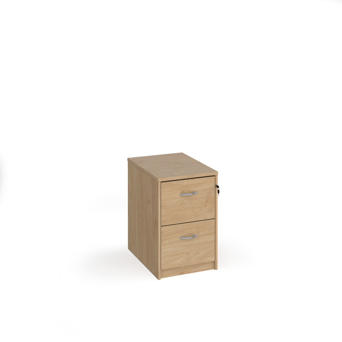 Wooden 2 drawer filing cabinet with silver handles 730mm high - Kendal Oak - view 1