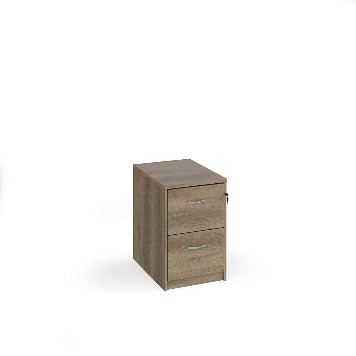 Wooden 2 drawer filing cabinet with silver handles 730mm high - Nebraska Oak - view 1