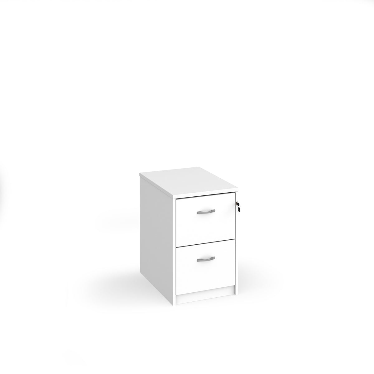 Wooden 2 drawer filing cabinet with silver handles 730mm high - white - view 1