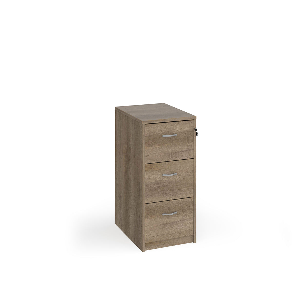 Wooden 3 drawer filing cabinet with silver handles 1045mm high - Nebraska Oak - view 1