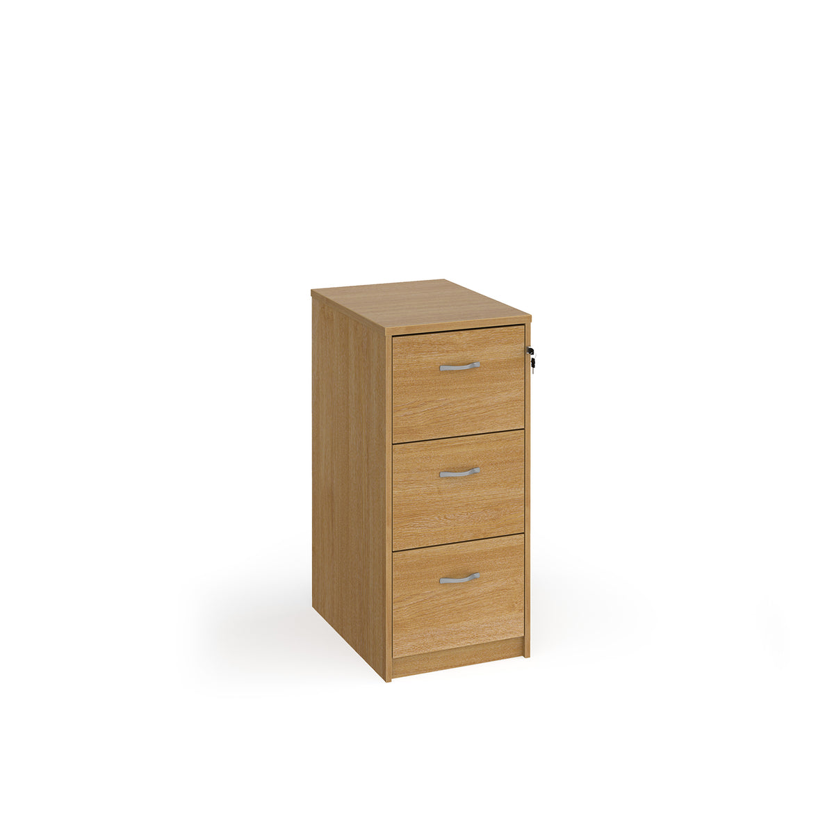 Wooden 3 drawer filing cabinet with silver handles 1045mm high - oak - view 1