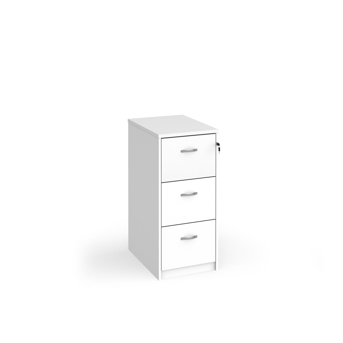 Wooden 3 drawer filing cabinet with silver handles 1045mm high - white - view 1
