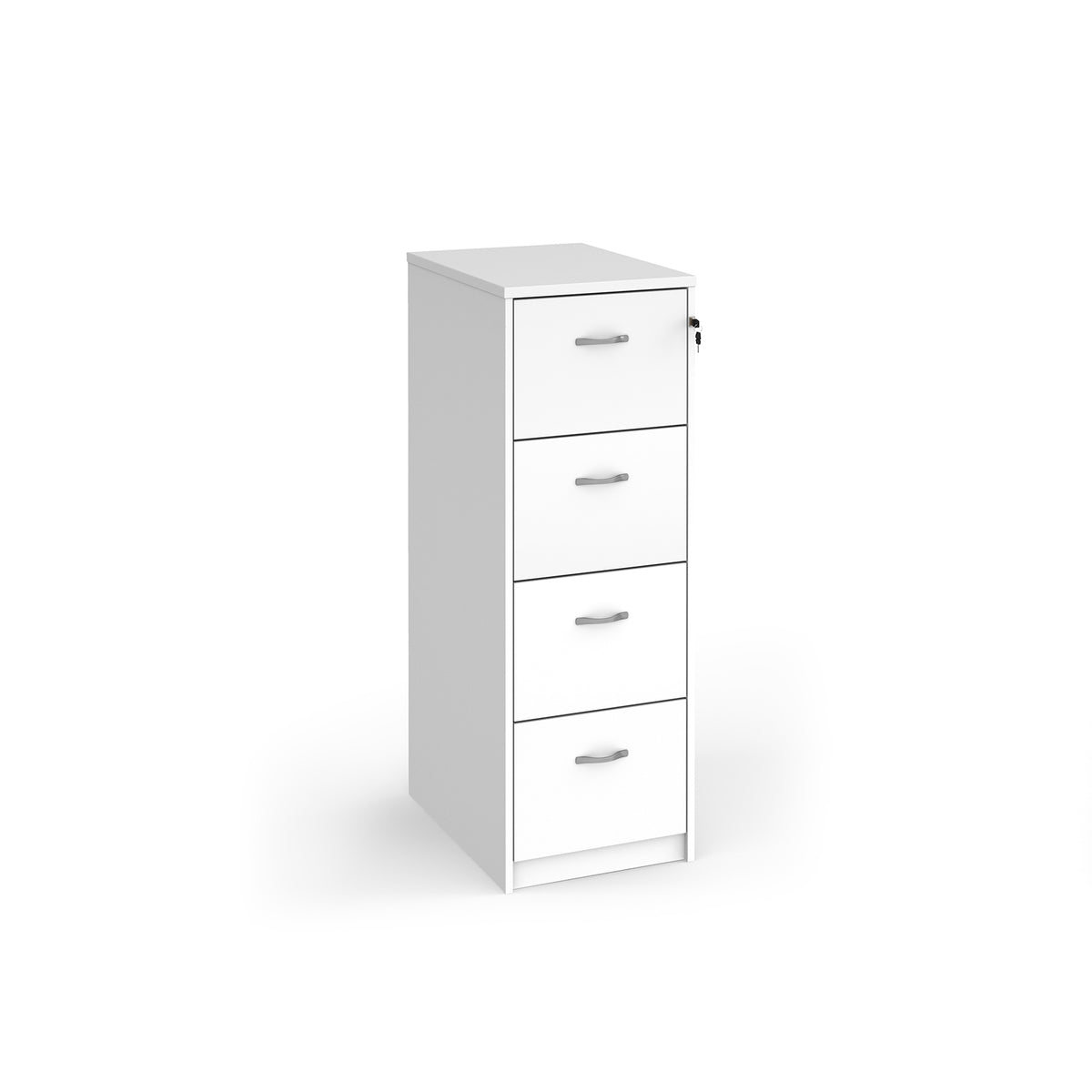 Wooden 4 drawer filing cabinet with silver handles 1360mm high - white - view 1