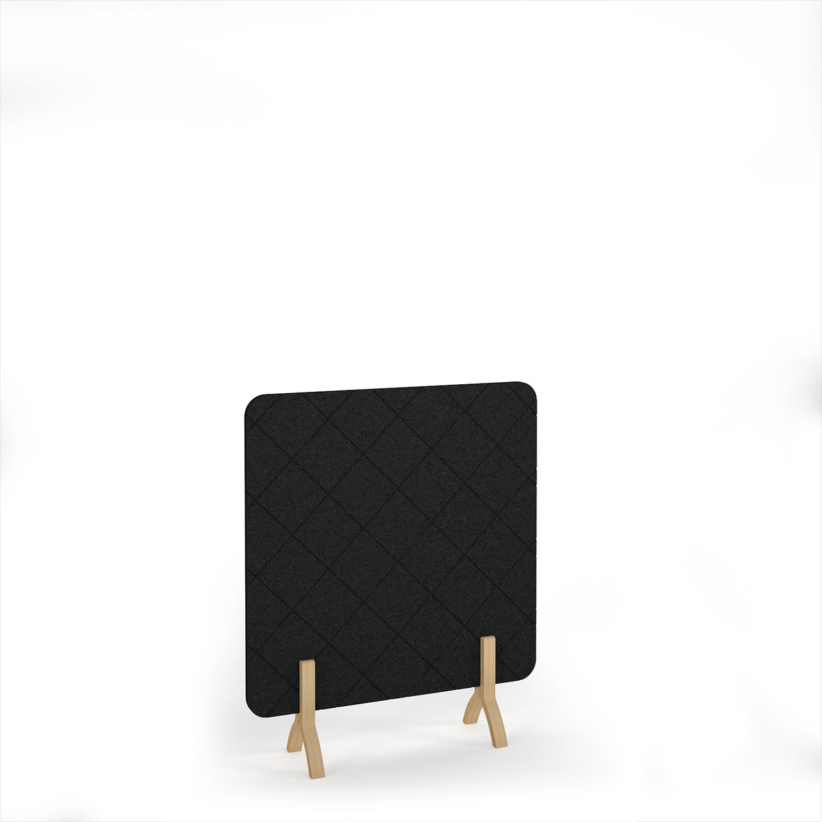 Lattice Acoustic Floor Standing Screen Wooden Legs 1200w 1400h - Black - view 1