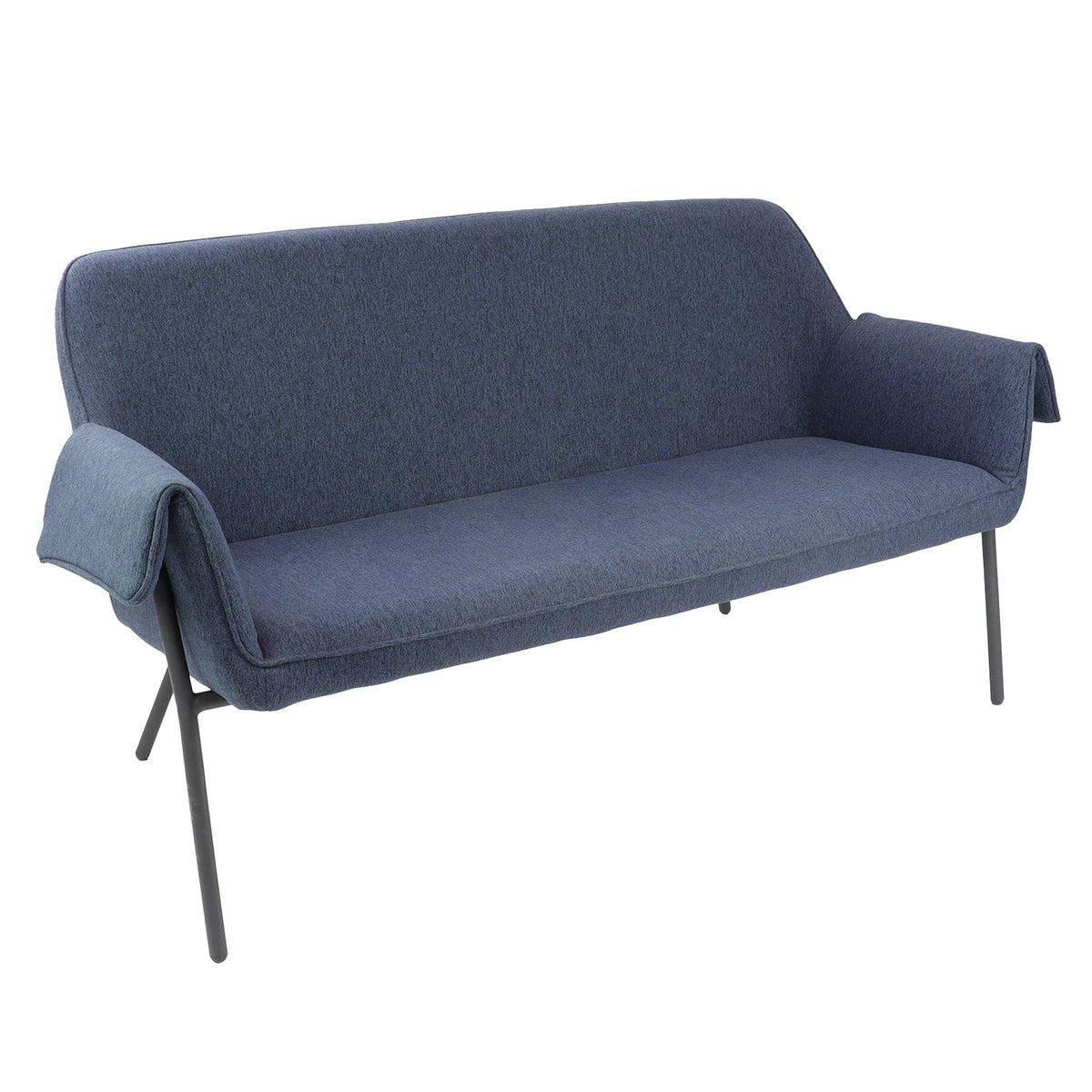 Liana two seater sofa with black metal frame - mid-blue - view 1