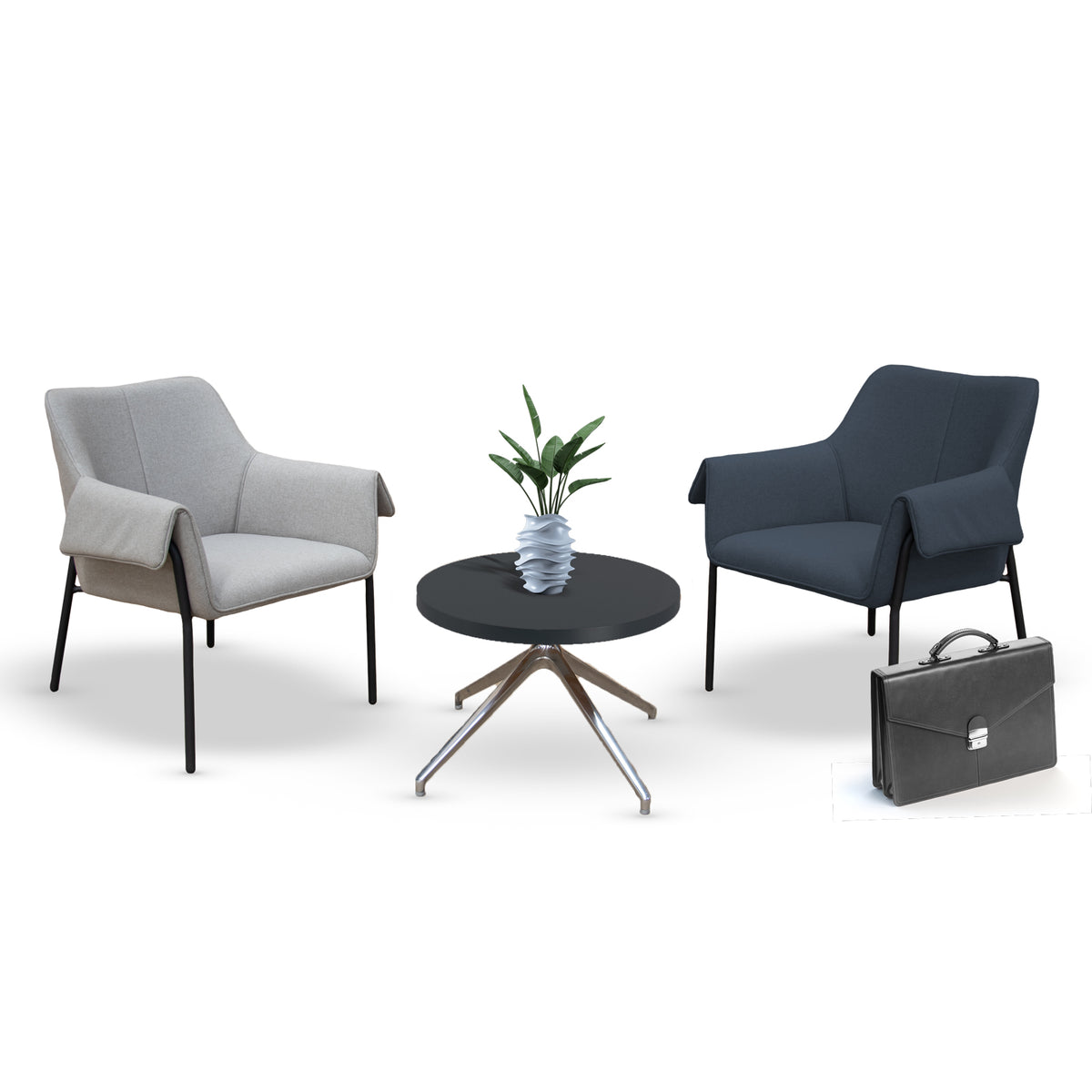 Liana lounge chair with black metal frame - light grey - view 3