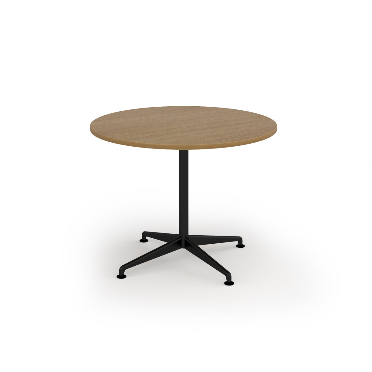 Loft circular dining table 1000dia black frame Oak Top - view 1