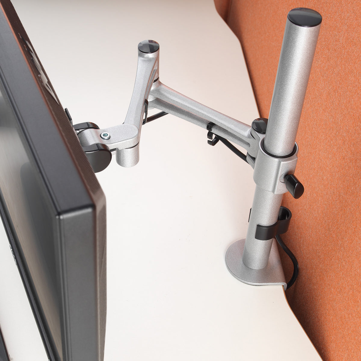 Luna single flat screen monitor arm - black - view 2
