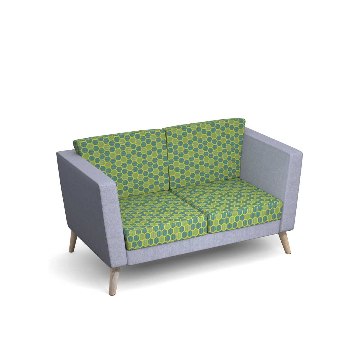 Lyric reception chair two seater with wooden legs 1450mm wide - view 1