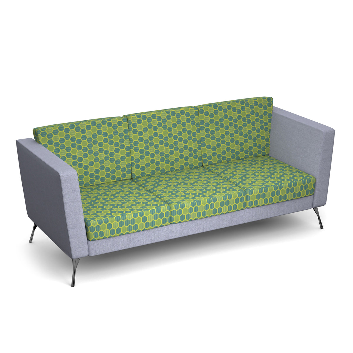 Lyric reception chair three seater with metal legs 2010mm wide - view 1