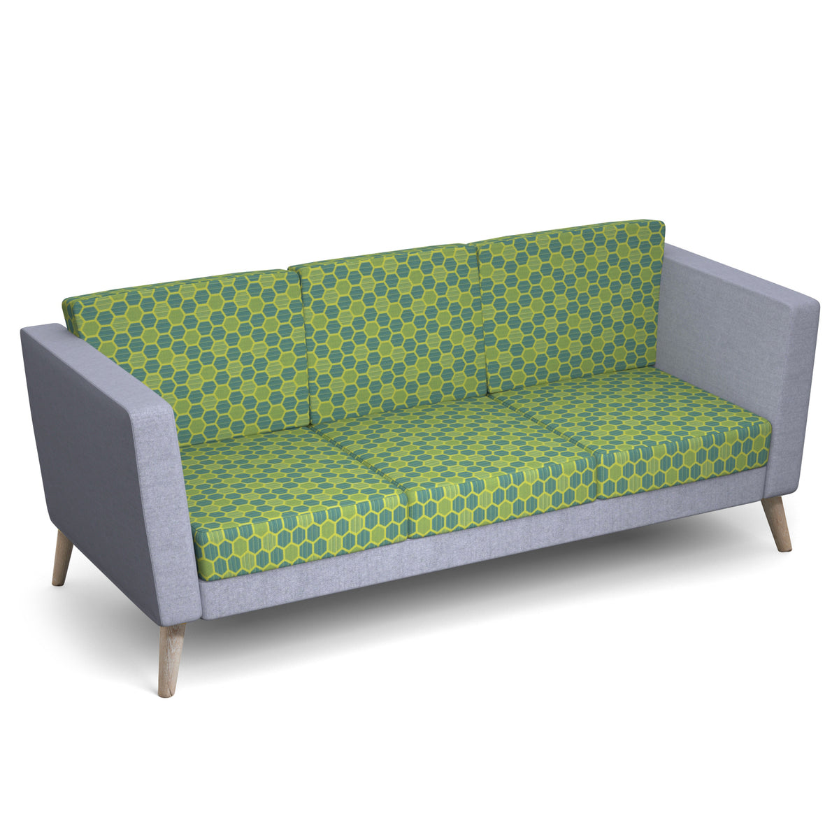 Lyric reception chair three seater with wooden legs 2010mm wide - view 1