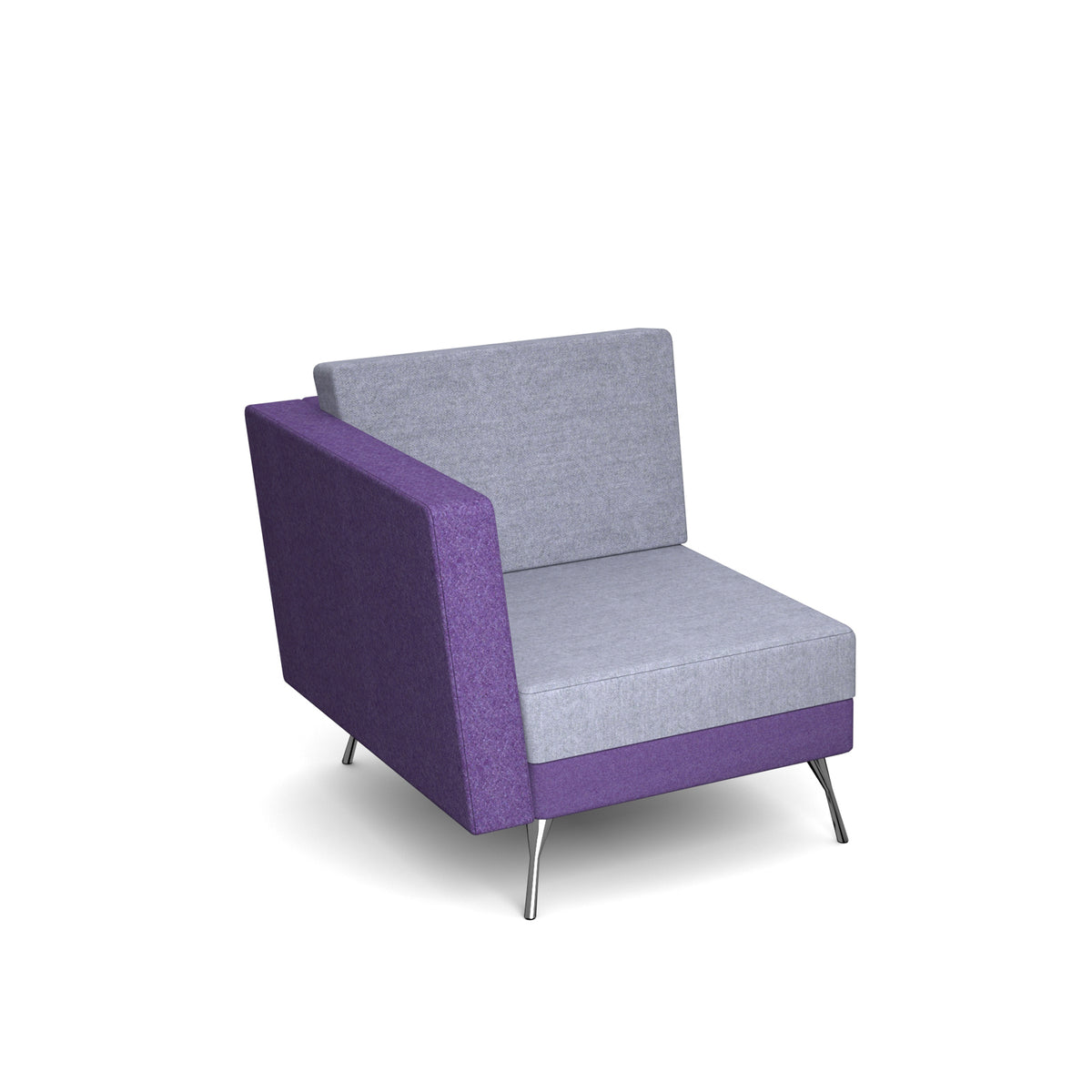 Lyric modular soft seating chair with right arm and metal legs - view 1