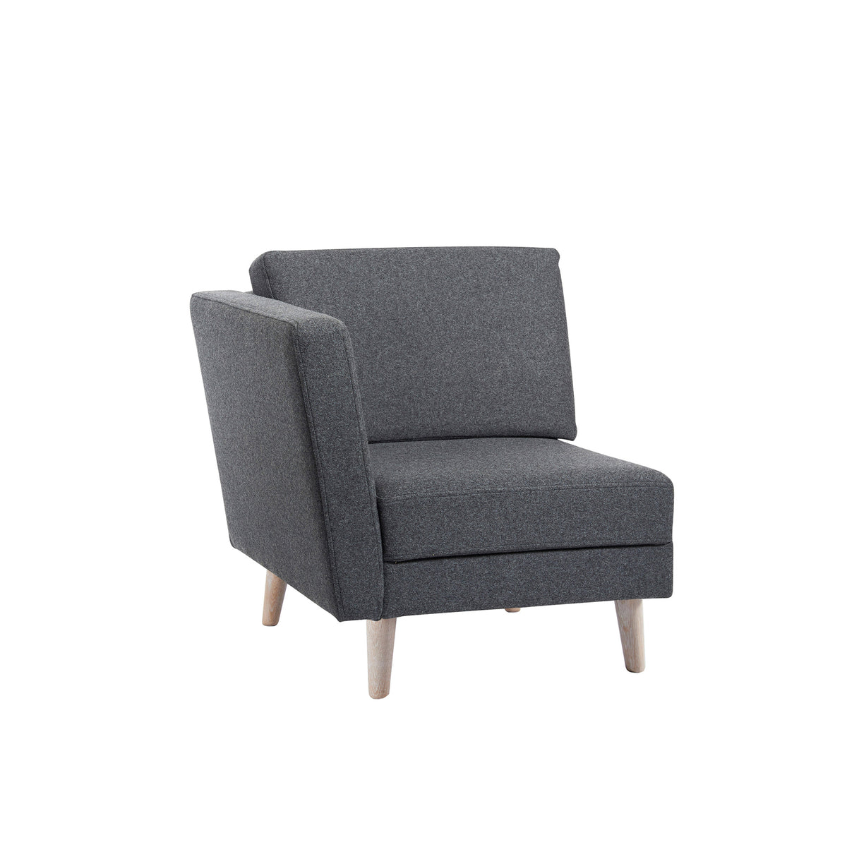 Lyric modular soft seating chair with right arm and wooden legs - view 1