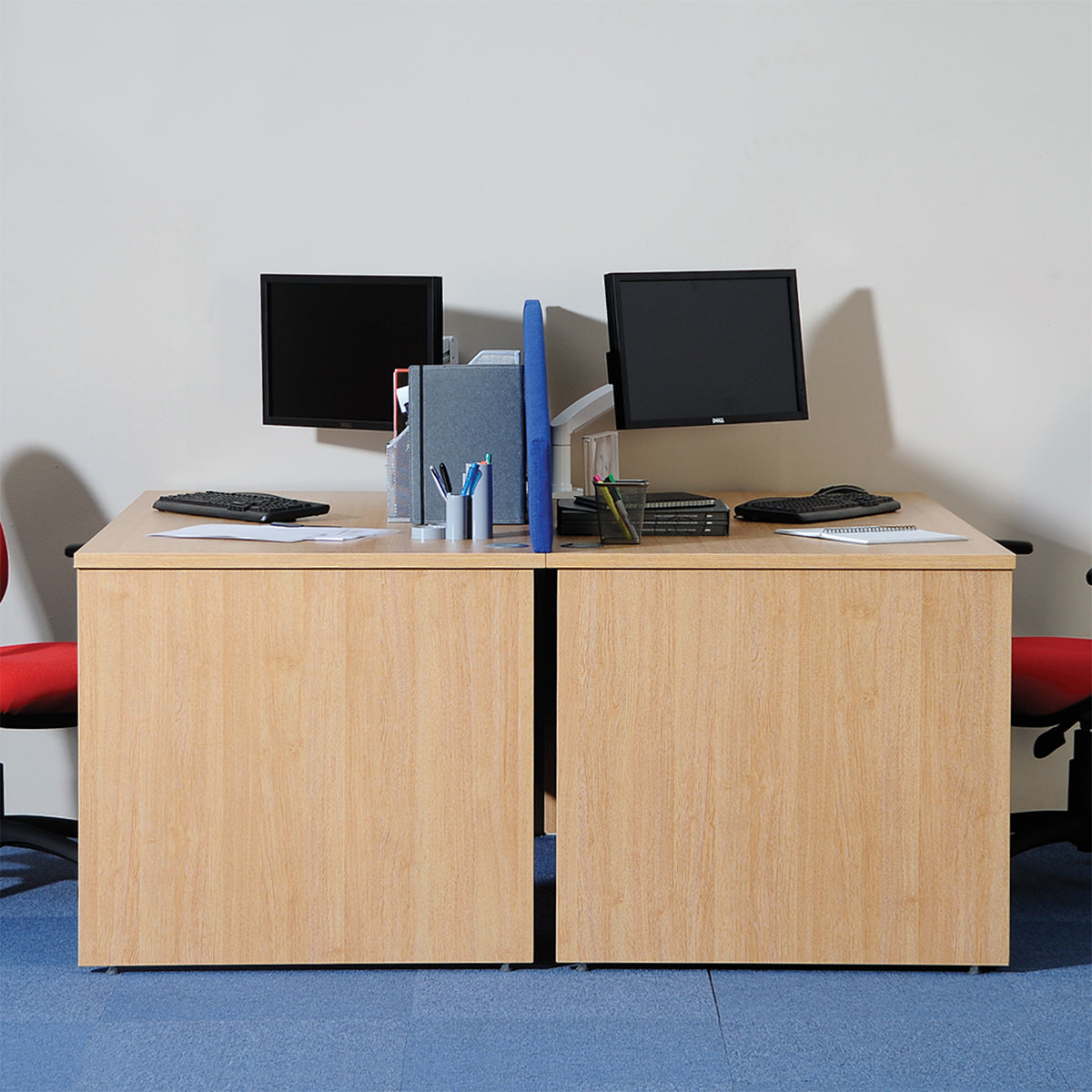 Maestro 25 straight desk 1200mm x 600mm with 2 drawer pedestal - Beech top with panel end leg - view 5