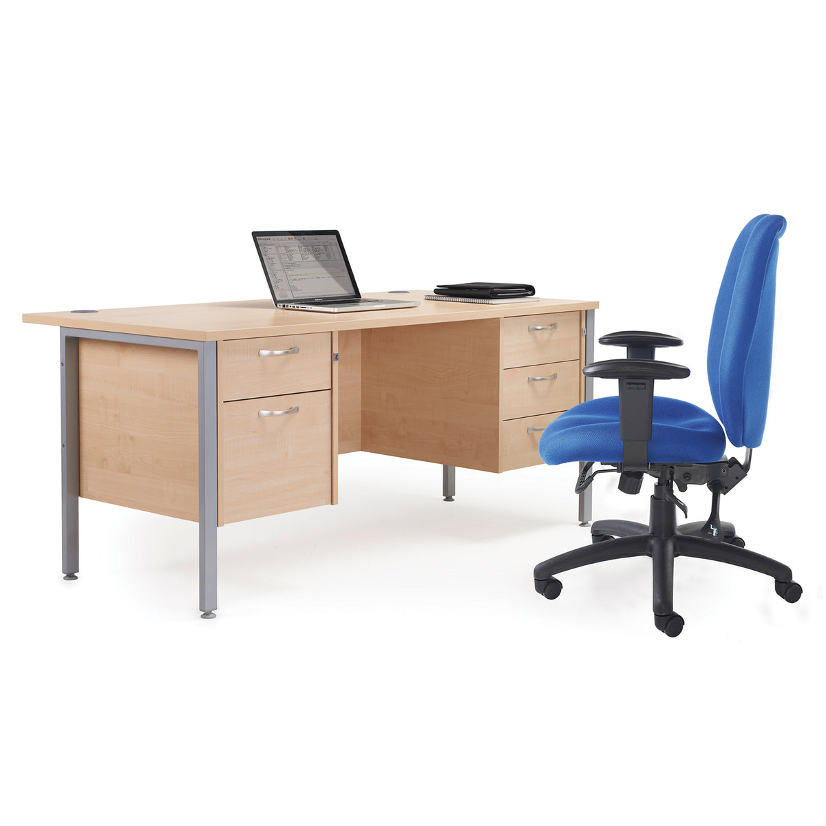Maestro 25 straight desk 1000mm x 800mm - silver H-frame leg, Beech top - view 3