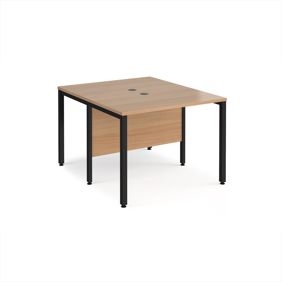 Maestro 25 back to back straight desks 1000mm x 1200mm - black bench leg frame, Beech top - view 1