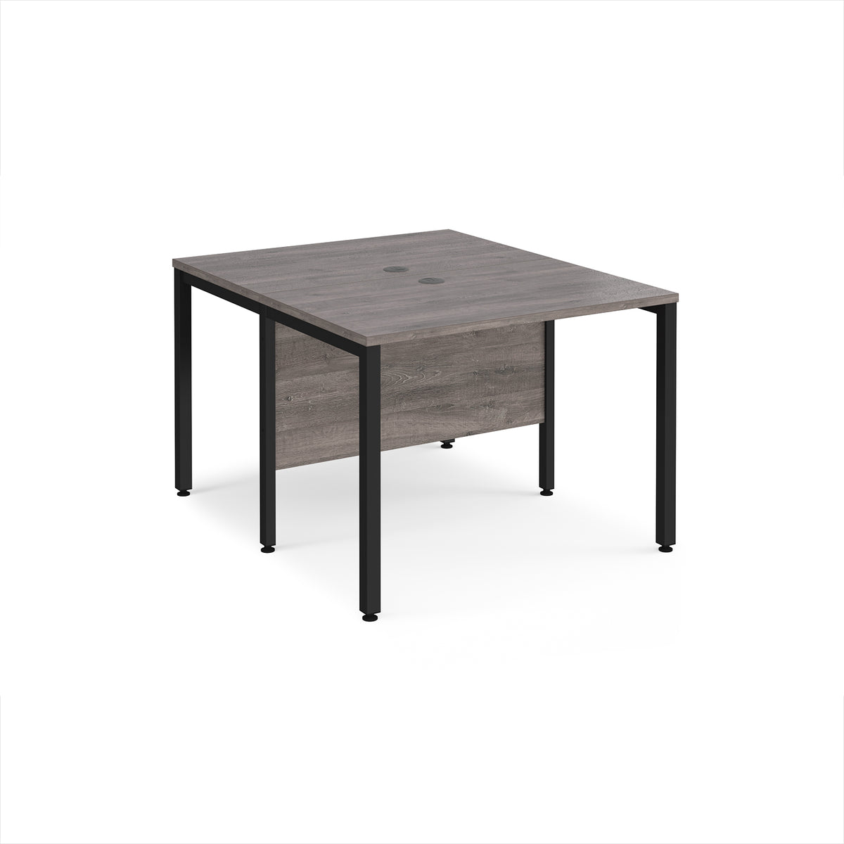 Maestro 25 back to back straight desks 1000mm x 1200mm - black bench leg frame, Grey Oak Top - view 1