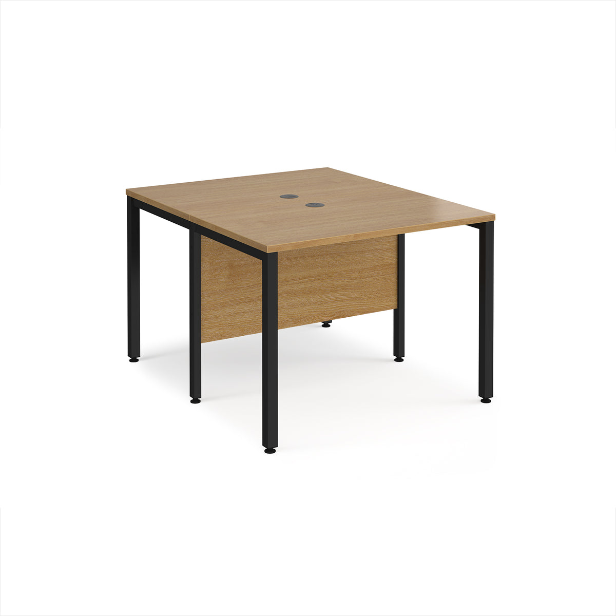 Maestro 25 back to back straight desks 1000mm x 1200mm - black bench leg frame, Oak Top - view 1