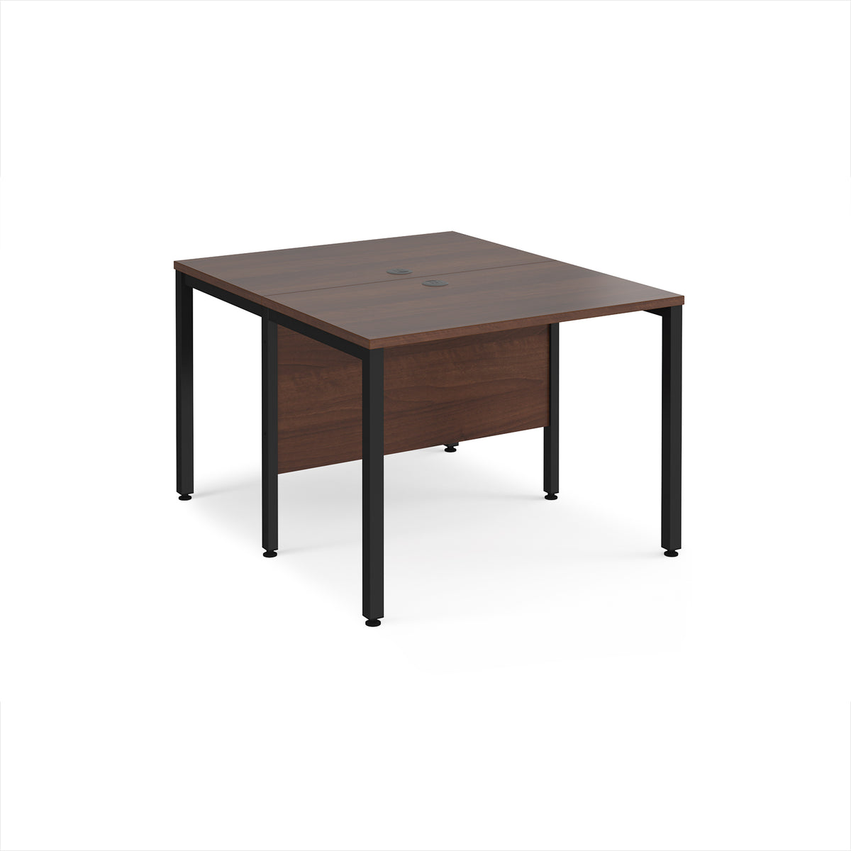 Maestro 25 back to back straight desks 1000mm x 1200mm - black bench leg frame, Walnut top - view 1