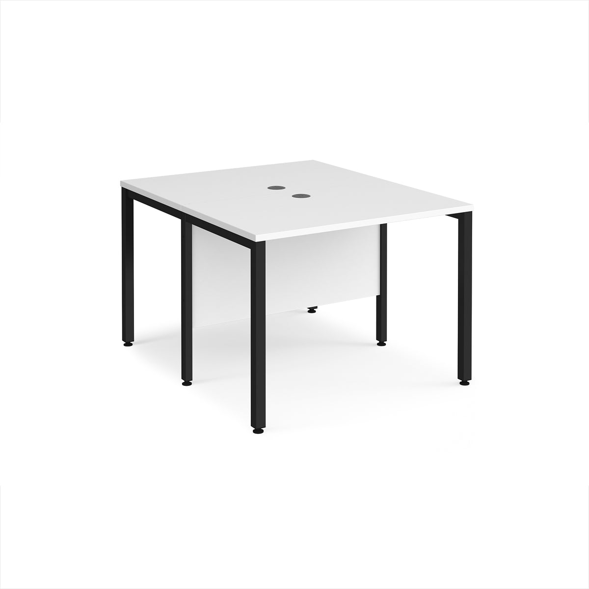 Maestro 25 back to back straight desks 1000mm x 1200mm - black bench leg frame, White Top - view 1