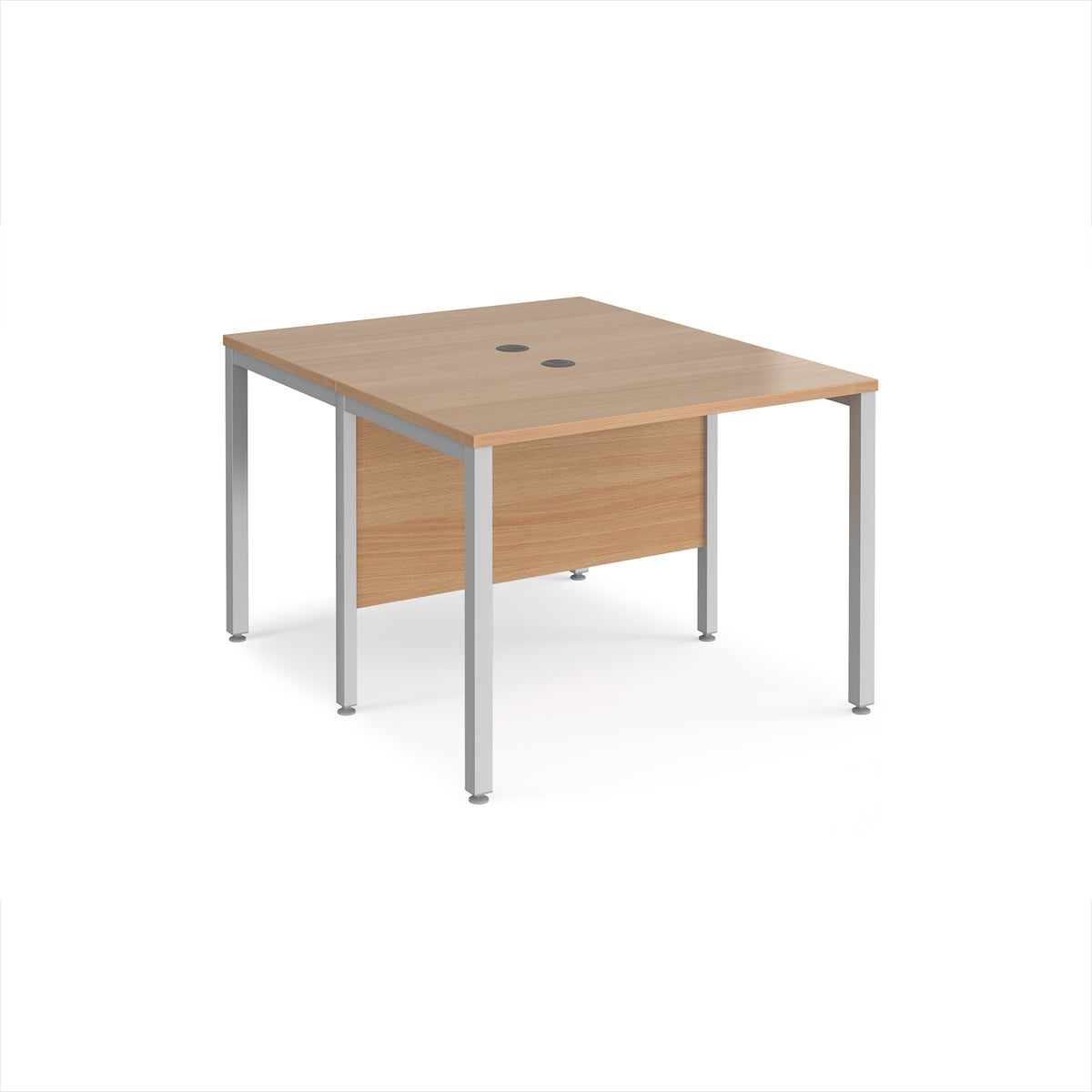 Maestro 25 back to back straight desks 1000mm x 1200mm - silver bench leg frame, Beech top - view 1