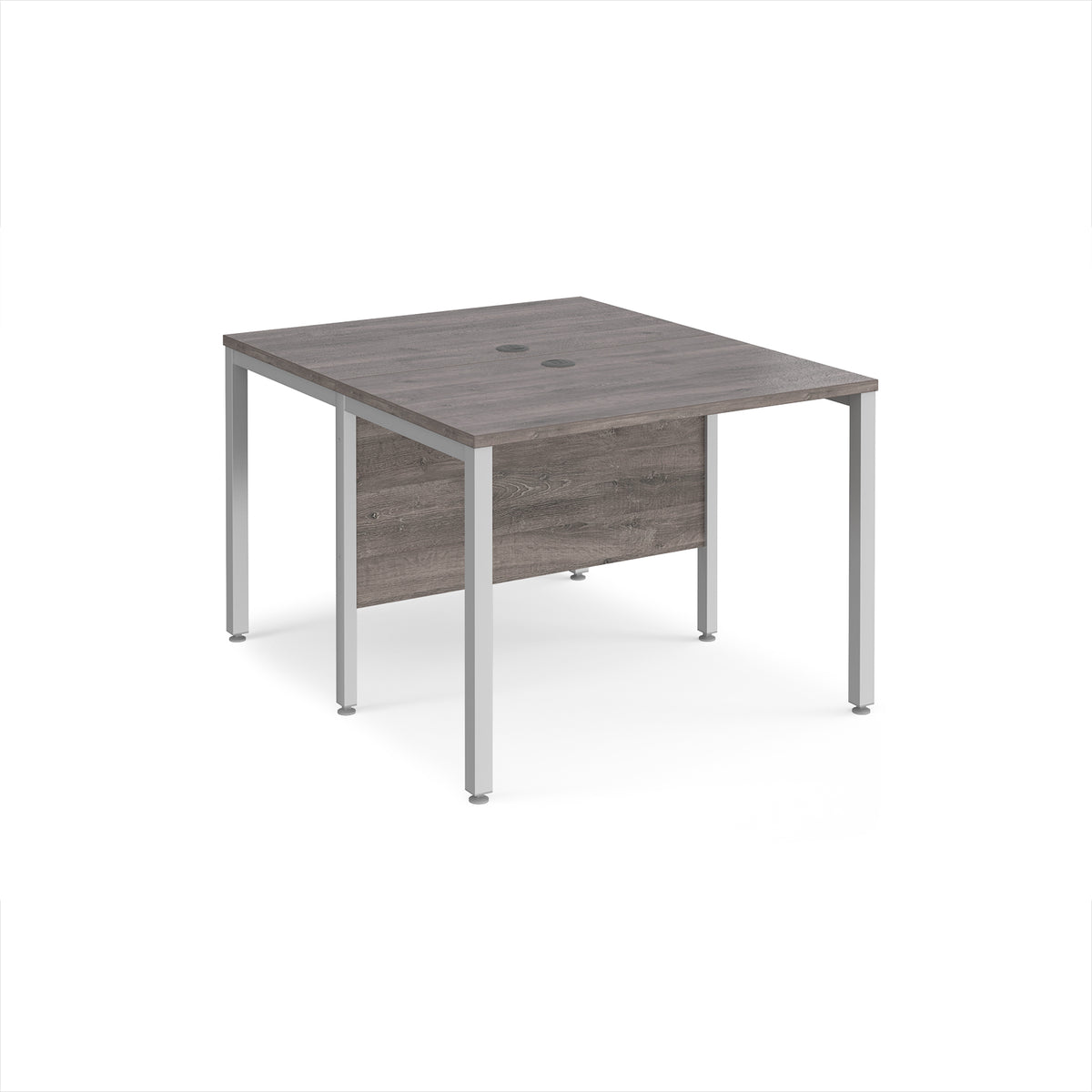 Maestro 25 back to back straight desks 1000mm x 1200mm - silver bench leg frame, Grey Oak Top - view 1