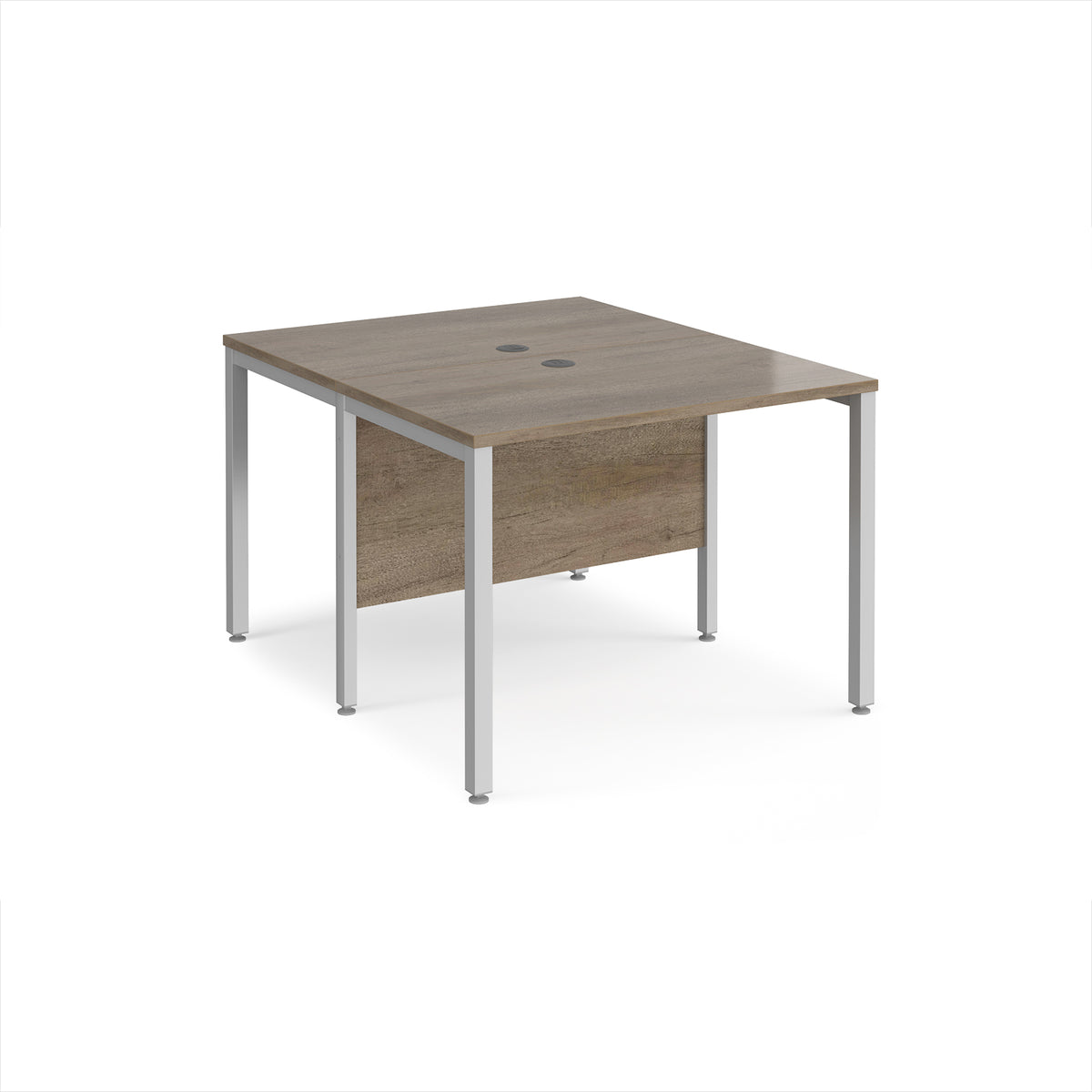 Maestro 25 back to back straight desks 1000mm x 1200mm - silver bench leg frame, Nebraska Oak Top - view 1