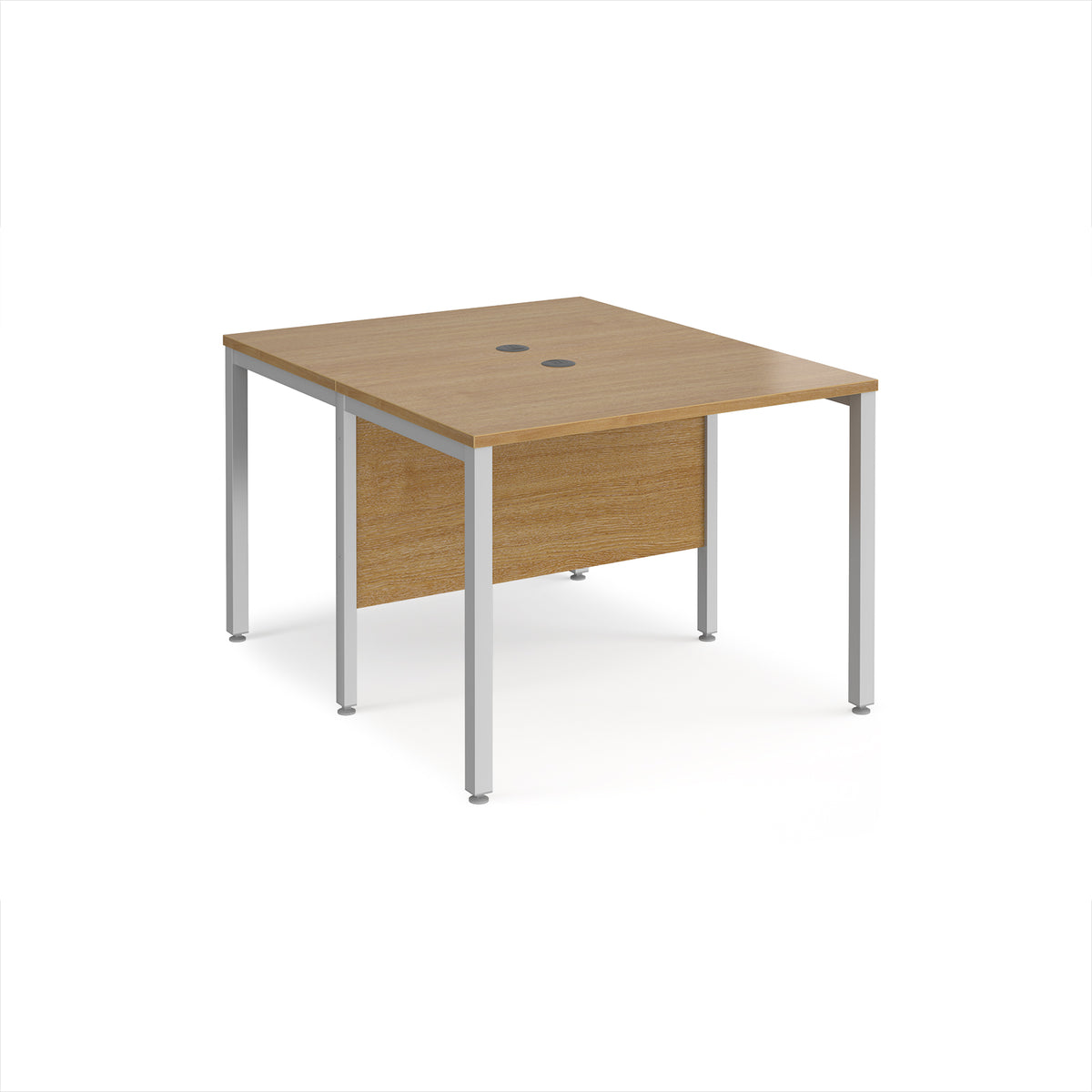 Maestro 25 back to back straight desks 1000mm x 1200mm - silver bench leg frame, Oak Top - view 1
