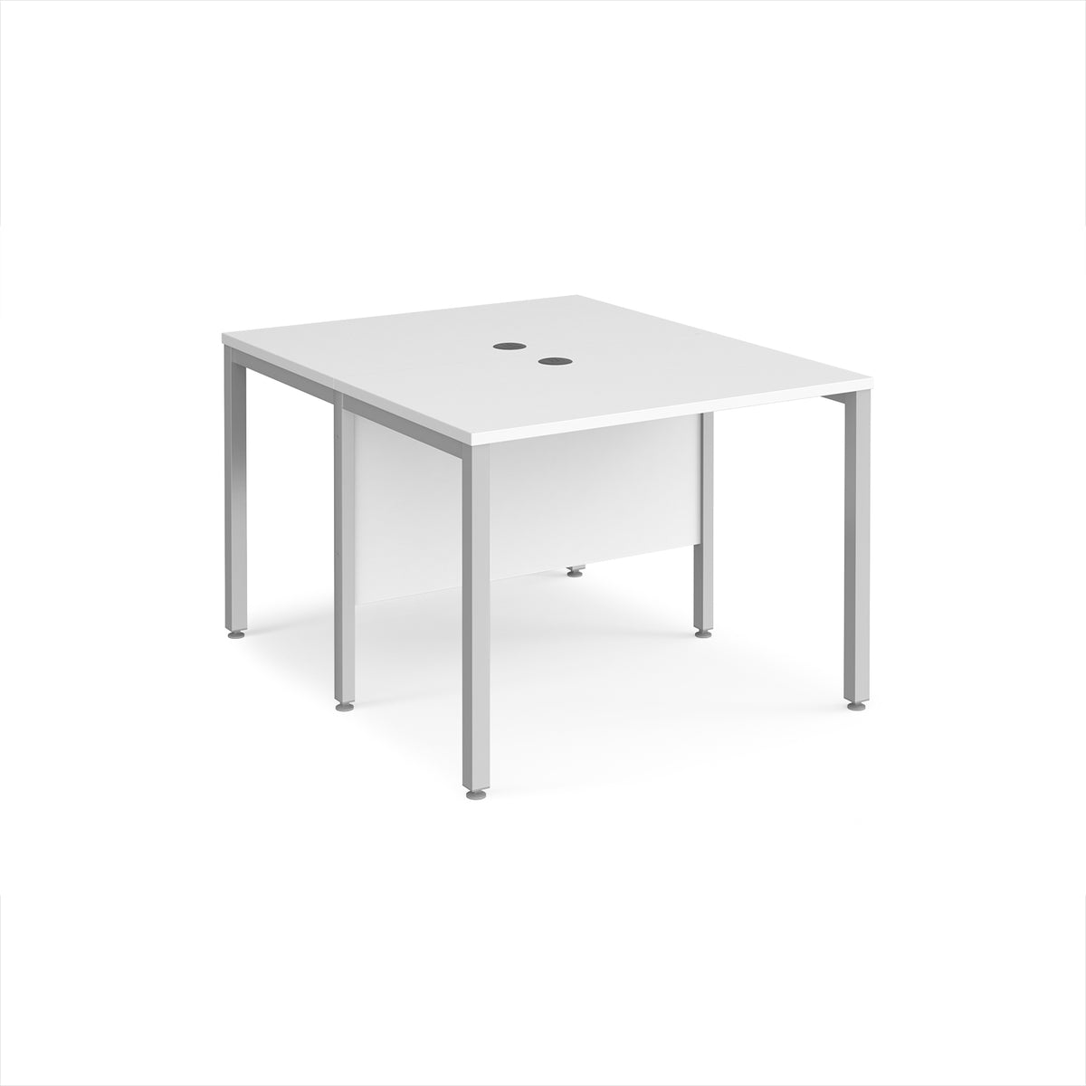 Maestro 25 back to back straight desks 1000mm x 1200mm - silver bench leg frame, White Top - view 1