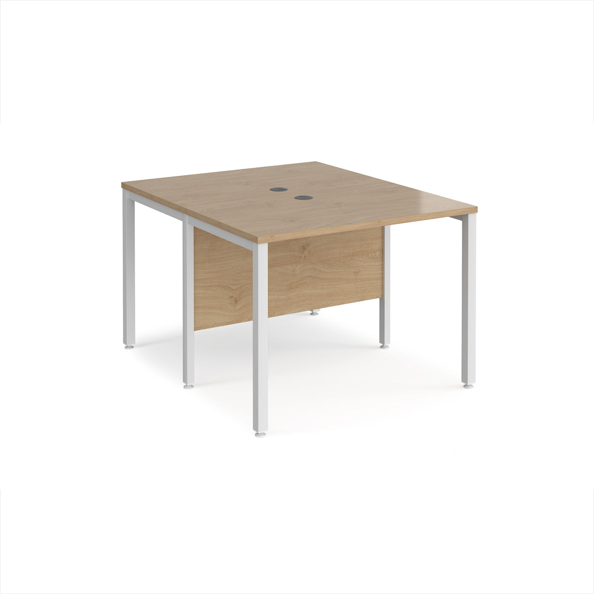 Maestro 25 back to back straight desks 1000mm x 1200mm - white bench leg frame, Kendal Oak Top - view 1