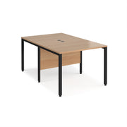 Maestro 25 back to back straight desks 1000mm x 1600mm - black bench leg frame, Beech top - view 1